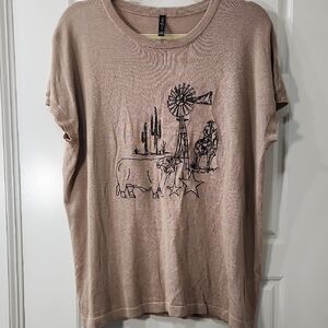 Two2Fly Embroidered T-Shirt With Western Graphic Large